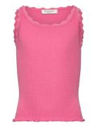 Rkbeatha Sl Top W/ Lace Tops T-shirts Sleeveless Pink Rosemunde Kids