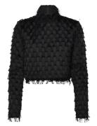 Lynette - Abstract Fringes Designers Blouses Long-sleeved Black Day Bi...