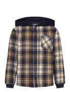 Shirt Ls Check Tops Sweatshirts & Hoodies Hoodies Navy Minymo