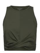 Studio Cross Tank Sport Crop Tops Sleeveless Crop Tops Khaki Green Bjö...