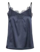 Silk Strap Top Tops Blouses Sleeveless Navy Rosemunde