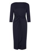 Twist-Front Stretch Jersey Midi Dress Knælang Kjole Navy Lauren Ralph ...