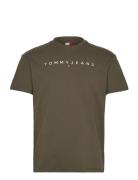 Tjm Reg Linear Logo Tee Ext Tops T-Kortærmet Skjorte Khaki Green Tommy...