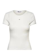 Tjw Slim Pointelle Rib Tee Tops T-shirts & Tops Short-sleeved White To...