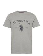 Uspa T-Shirt Archibald Men Tops T-Kortærmet Skjorte Grey U.S. Polo Ass...