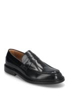 Slhcarter Leather Low Penny Loafer Loafers Flade Sko Black Selected Ho...