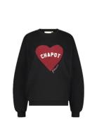 Terry Sport Heart Sweater Tops Sweatshirts & Hoodies Sweatshirts Black...