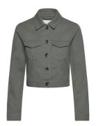 Cropped Twill Jacket Outerwear Jackets Light-summer Jacket Khaki Green...