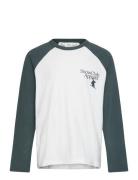 Contrasting Cotton-Blend T-Shirt Tops T-shirts Long-sleeved T-Skjorte ...