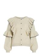 Viluka L/S Contrast Knit Cardigan/Ka Tops Knitwear Cardigans Cream Vil...