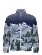 Jacquard Sherpa Full Zip Blues Tops Sweatshirts & Hoodies Fleeces & Mi...