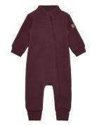 Wool Suit W Rib Outerwear Fleece Outerwear Fleece Coveralls Burgundy M...