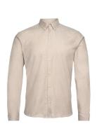 Yarn Dyed Oxford Superflex Shirt L/ Tops Shirts Casual Beige Lindbergh