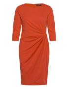 Twist-Front Stretch Jersey Dress Knælang Kjole Orange Lauren Ralph Lau...