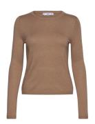 Fine-Knit Crew-Neck Sweater Tops Knitwear Jumpers Beige Mango