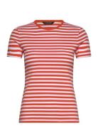 Striped Stretch Cotton Crewneck Tee Tops T-shirts & Tops Short-sleeved...