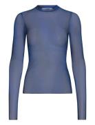 Mesh Print Long Sleeve Top Tops T-shirts & Tops Long-sleeved Blue Week...