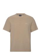 Rib T-Shirt Tops T-Kortærmet Skjorte Beige BOSS