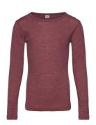 Blouse Ls - Solid Tops T-shirts Long-sleeved T-Skjorte Burgundy CeLaVi