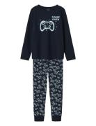 Nkmnightset Sapphire Game Noos Pyjamassæt Navy Name It