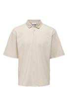 Onscaspian Aut Ss Polo Tops Polos Short-sleeved Cream ONLY & SONS