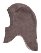 Balaclava Wool Fleece W. Lin. Accessories Headwear Balaclava Brown Hut...