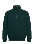 Essential Logo Henley Tops Knitwear Half Zip Jumpers Green Superdry