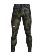 Ua Hg Armour Printed Lgs Sport Running-training Tights Khaki Green Und...