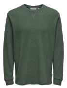 Onswaffle Rlx Ls Tee Tops Sweatshirts & Hoodies Sweatshirts Green ONLY...