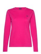 Long-Sleeve Jersey Crewneck Tee Tops T-shirts & Tops Long-sleeved Pink...