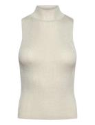 Perkins-Neck Lurex Knitted Top Vests Knitted Vests Silver Mango