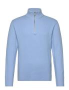 Half Zip Rib Knit Tops Knitwear Half Zip Jumpers Blue Lindbergh