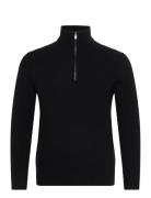 Knitted Sweater With Perkins Neck Tops Knitwear Half Zip Jumpers Black...