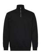 Jersey Half Zip Sweat Tops Knitwear Half Zip Jumpers Black Lindbergh