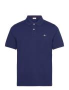 Shield Logo Ss Pique Tops Polos Short-sleeved Blue GANT