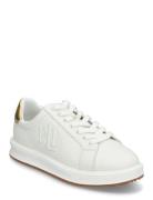 Ainsley Metallic-Trim Leather Sneaker Low-top Sneakers White Lauren Ra...