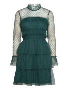 Rhoda Dotted Mesh L/S Dress Dresses Evening Dresses Green Bubbleroom