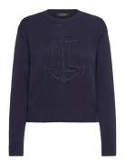 Anchor-Logo Combed Cotton Sweater Tops Knitwear Jumpers Navy Lauren Ra...