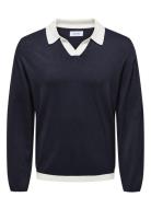 Onsadrian Reg 12 Ls Contrast Polo Knit Tops Polos Long-sleeved Navy ON...