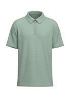 Slhsander Seersucker Zip Ss Polo Tops Polos Short-sleeved Green Select...