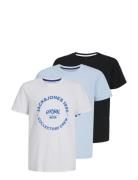 Jjsimon Tee Ss Crew Neck 3Pk Mp Jnr Tops T-Kortærmet Skjorte Blue Jack...