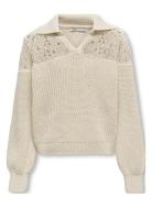 Kogmeryl Life Ls Polo Neck Knt Tops Knitwear Pullovers Beige Kids Only