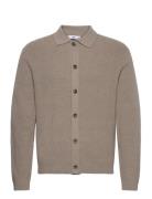 Wool Blend Polo Cardigan Tops Knitwear Cardigans Beige Mango