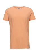 Mouliné O-Neck Tee S/S Tops T-Kortærmet Skjorte Orange Lindbergh