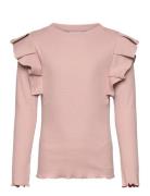 Tnnua L_S Rib Tee Tops T-shirts Long-sleeved T-Skjorte Pink The New