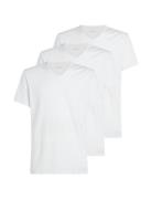 S/S V Neck 3Pk Tops T-Kortærmet Skjorte White Calvin Klein