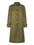 Cotton-Blend Balmacaan Coat Tynd Frakke Khaki Green Lauren Ralph Laure...