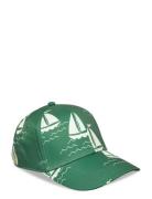 Sailing Boats Aop Cap Accessories Headwear Caps Green Mini Rodini