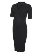 Vmmholly 2/4 Polo Dress Ga Noos Knælang Kjole Black Mamalicious