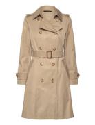 Double-Breasted Cotton-Blend Trench Coat Trenchcoat Frakke Beige Laure...